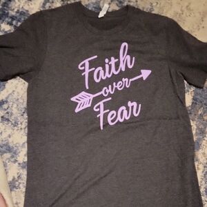 Gray Womens Shirt with Purple Print Size Medium